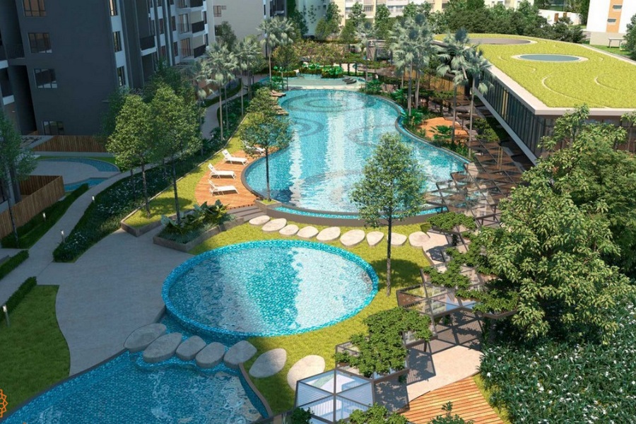 Hồ bơi resort dành cho trẻ em và người lớn tại dự án căn hộ Palm Spring - Palm City