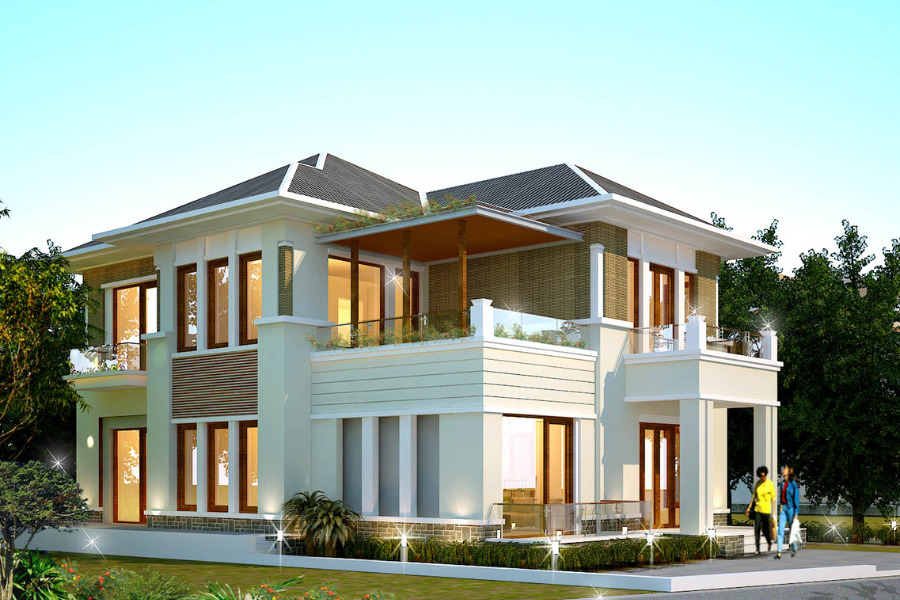 Biệt thự đơn lập với phong cách thiết kế mái thái Biệt thự đơn lập với phong cách thiết kế mái thái