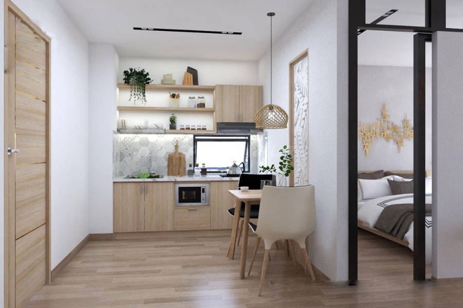 Với căn bếp tiện nghi trong căn hộ dịch vụ, bạn sẽ luôn cảm thấy thoải mái và tự do như đang ở nhà